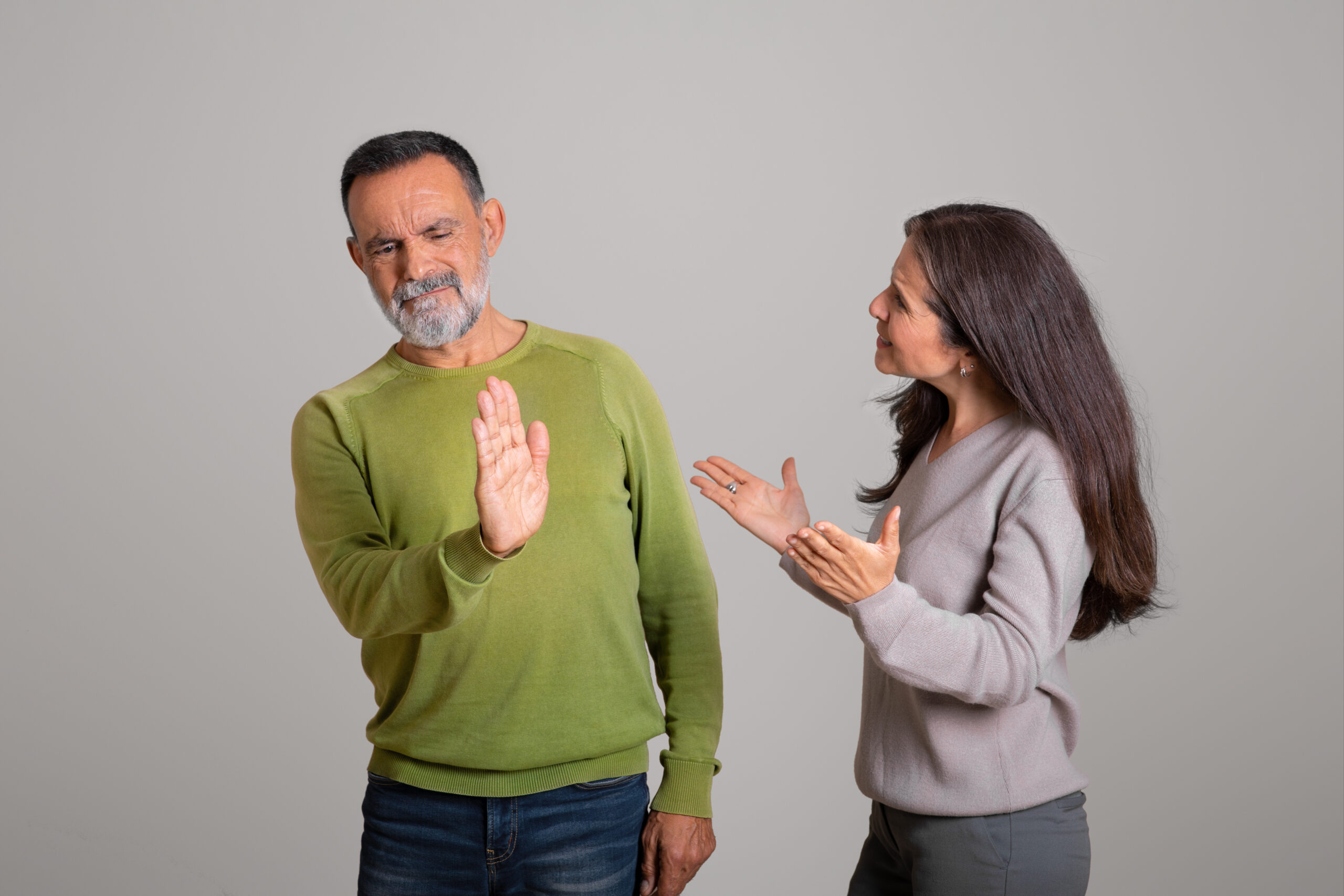 Woman arguing with her husband after being in a toxic relationship for too many years