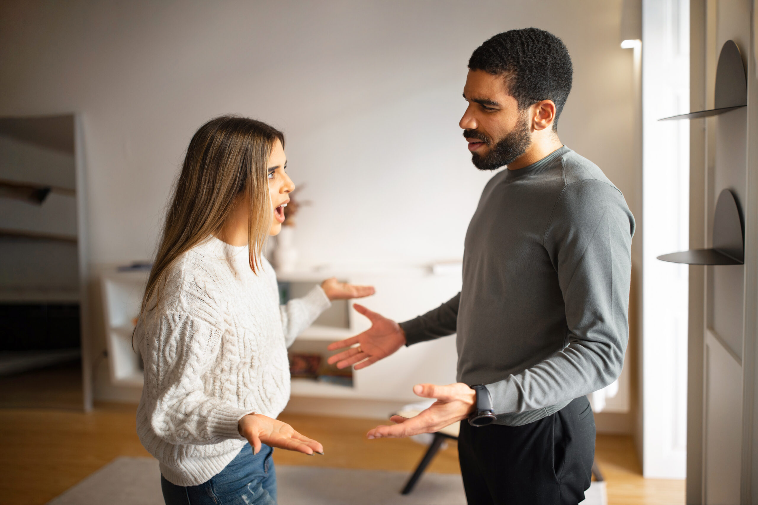 A couple arguing about being in a toxic relationship