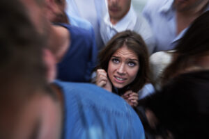 A photo of a young woman who is suffering from social anxiety